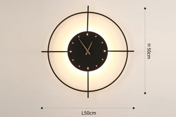 Horloge Murale Minimaliste Eclairage LED Noir