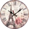 Horloge Murale Vintage en bois - Tour Eiffel